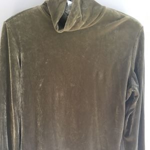 Green velvet turtle neck blouse. Sno Skins